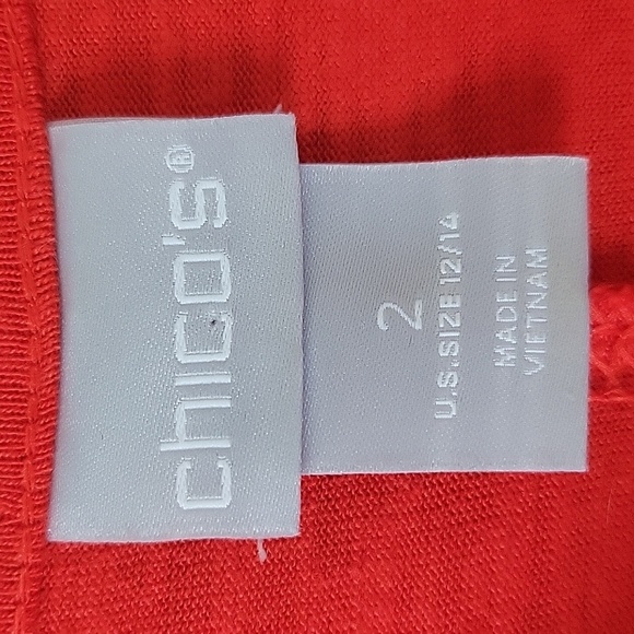 Chico's Tomato Red Slub Knit Tshirt Dress High Low Hem Size Large - Picture 6 of 8